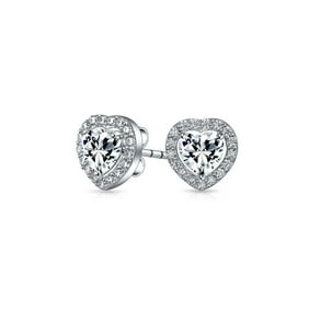 1CT Bezel Set Heart Shape AAA CZ Solitaire Stud Earrings For Women For Teen Rose Gold Plated 925 Sterling Silver 7MM